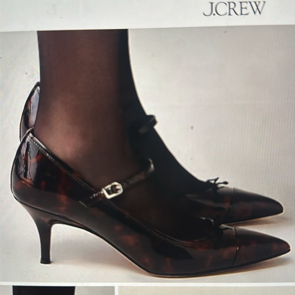 NWT J. Crew Colette cap-toe pumps in tortoise-print leather